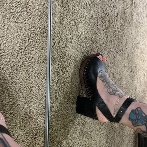 Cute wooden and leather heels